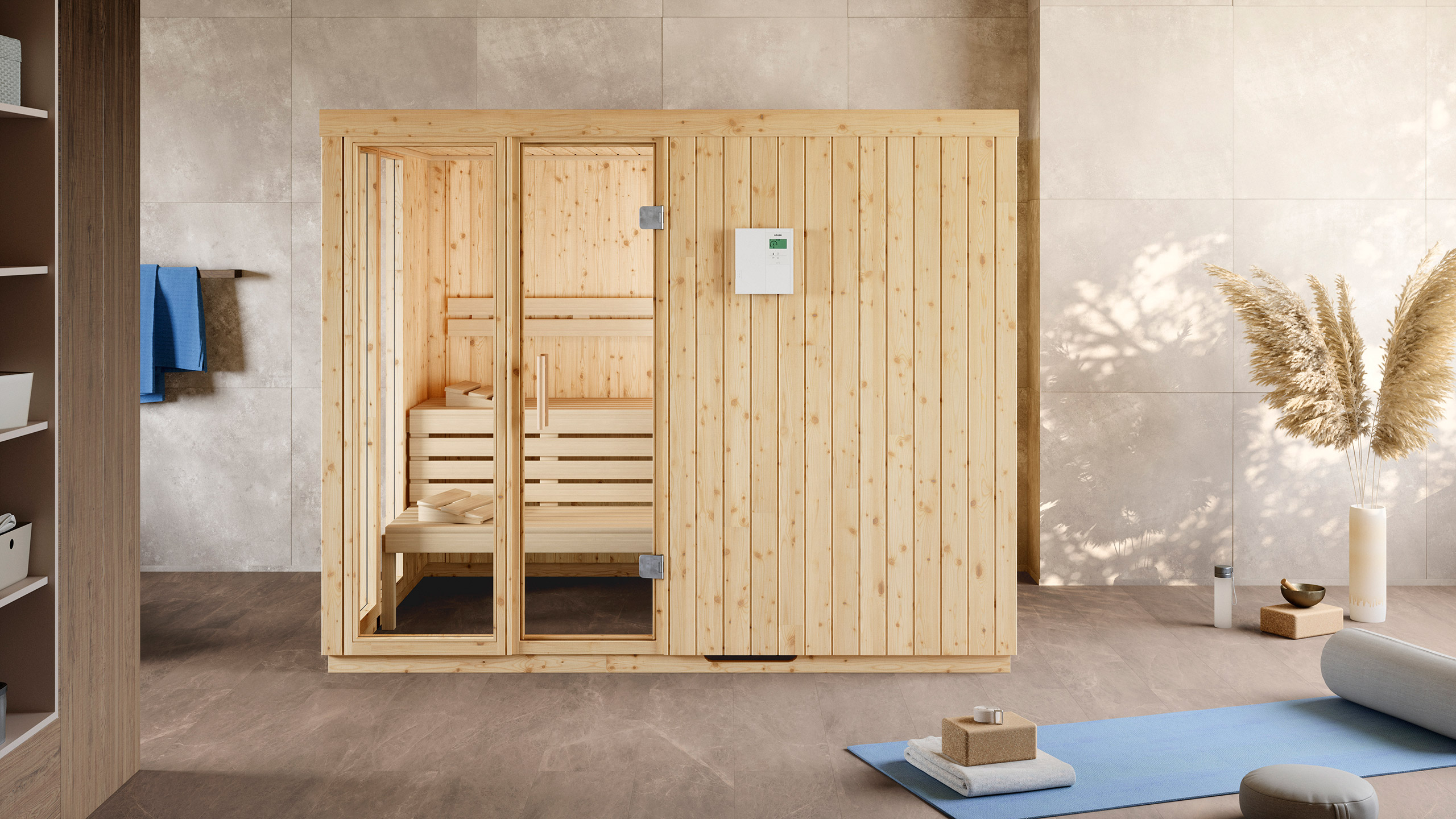 Sauna Origo mit Glaselementen